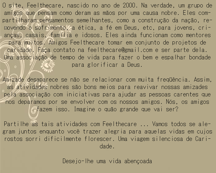 Feelthecare message in Portuguese
